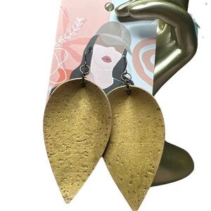 Gold Tone Cork Earrings